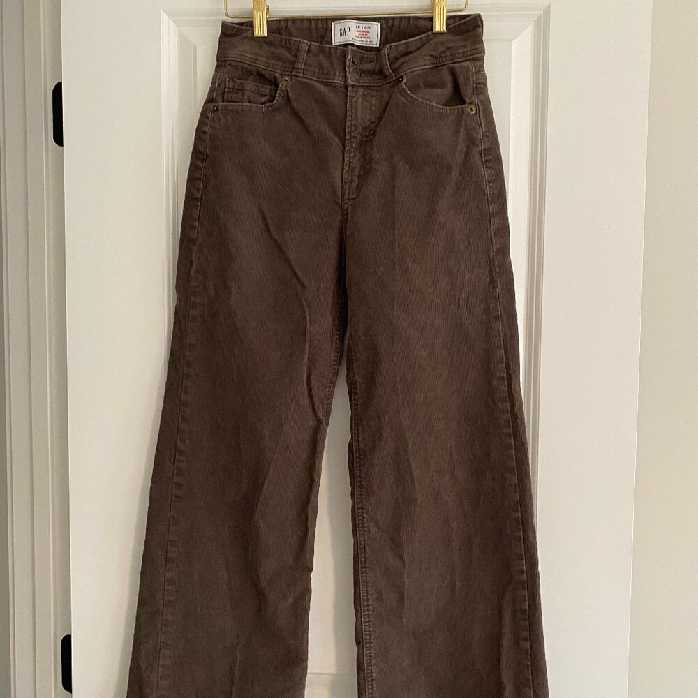 GAP High Stride Brown Corduroy Pants – Wide Leg High Rise Cords – Size 25 / 0RS